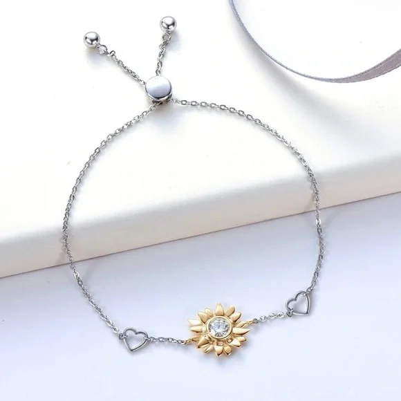14k Yellow Gold & 925 Sterling Silver Diamond Moissanite Sunflower Bolo … - Picture 7 of 9